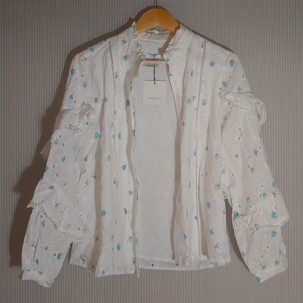 THESHIRT by Rochelle Behrens Cream Tiered top.